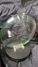 Cargar imagen en el visor de la galería, Modern Clear Art Glass Oval Sculpture on Rotating Display Stand – Contemporary Display Piece