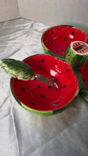 Load image into Gallery viewer, Boston International Watermelon Ceramic Tri-Section Serving Dish with Leaf Handle