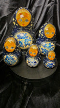 Load image into Gallery viewer, Hand-Painted Russian Matryoshka Nesting Dolls – Blue & Gold Floral Set of Five