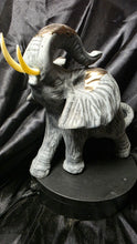 Load image into Gallery viewer, Vintage-Style Textured Gray Elephant Figurine with Raised Trunk & Gold Accents