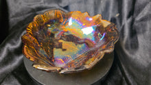Load image into Gallery viewer, Vintage Indiana Glass Loganberry & Leaf Amber Carnival Glass Bowl