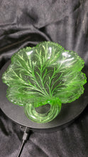 Load image into Gallery viewer, Vintage Indiana Glass Green Uranium Cabbage Leaf Nappy Dish