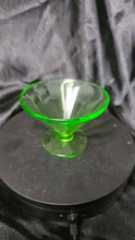 Load image into Gallery viewer, Vintage Federal Glass Green Uranium Glass Footed Sherbet Dish – Depression Era Optic Panel
