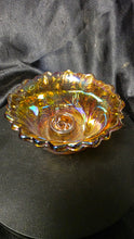 Load image into Gallery viewer, Vintage Indiana Glass Wild Rose Marigold Carnival Glass Candle Holder