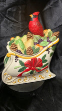 Load image into Gallery viewer, Lenox Winter Greetings Everyday Sleigh Cookie Jar with Cardinal Lid