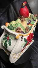 Load image into Gallery viewer, Lenox Winter Greetings Everyday Sleigh Cookie Jar with Cardinal Lid