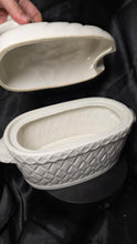 Load image into Gallery viewer, White Ceramic Duck Soup Tureen Basket Weave Japan 1970s