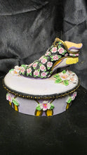 Load image into Gallery viewer, Vintage Victorian Style Floral Shoe Trinket Box with Hinged Lid