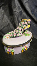 Load image into Gallery viewer, Vintage Victorian Style Floral Shoe Trinket Box with Hinged Lid