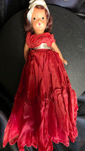 Load image into Gallery viewer, Vintage Nancy Ann Storybook Doll Brunette in Red Formal Gown