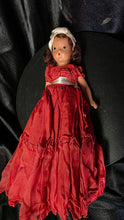 Load image into Gallery viewer, Vintage Nancy Ann Storybook Doll Brunette in Red Formal Gown