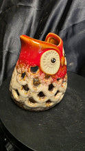 将图片加载到图库查看器,Vintage Ceramic Owl Luminary Red Orange Glaze Votive Holder