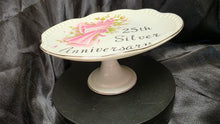 Load image into Gallery viewer, Vintage 25th Silver Anniversary Pedestal Dish Japan Wedding Bells Cake Stand