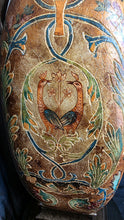 将图片加载到图库查看器,Vintage Japanese Style Faux Champlevé Urn Pillar Candle Holder with Peacock Motif
