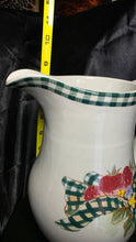 Load image into Gallery viewer, BIA Cordon Bleu Vitrified Porcelain Pitcher – Strawberry & Gingham Farmhouse Design