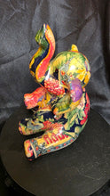 将图片加载到图库查看器,La Vie Safari Patchwork Elephant Figurine – Vibrant Floral Decoupage with Raised Trunk