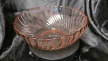 Load image into Gallery viewer, Arcoroc France Rosaline Pink Swirl 9" Glass Serving Bowl Scalloped Rim