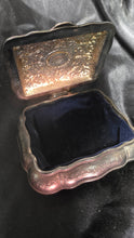 Load image into Gallery viewer, Vintage Ornate Silver Tone Jewelry Casket with Velvet Interior Trinket Box