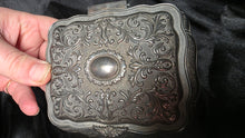 Load image into Gallery viewer, Vintage Ornate Silver Tone Jewelry Casket with Velvet Interior Trinket Box