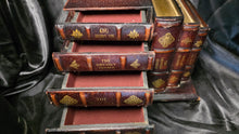 Load image into Gallery viewer, Vintage Faux Leather Classic Book Stack Jewelry Box with Hidden Drawers