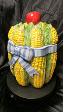 Load image into Gallery viewer, Fitz and Floyd Vegetable Bowquet Corn Cookie Jar Canister with Apple Lid