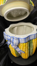 Load image into Gallery viewer, Fitz and Floyd Vegetable Bowquet Corn Cookie Jar Canister with Apple Lid