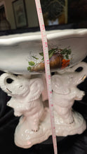 Load image into Gallery viewer, Vintage Triple Elephant Pedestal Fruit Bowl Majolica Style Centerpiece