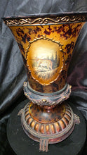 Load image into Gallery viewer, Tortoiseshell Art Glass Hurricane Candle Holder Leopard Wildlife Pedestal Vase