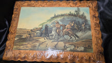 将图片加载到图库查看器,Currier & Ives “Taking The Back Track” Western Scene Wood Plaque Wall Art