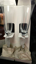 将图片加载到图库查看器,Gorham Amore Collection Dove Toasting Flutes Crystal Champagne Glass Pair NIB