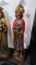将图片加载到图库查看器,Three Kings Nativity Figurines Set Faux Wood Finish Christmas Wise Men Trio