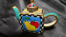 Load image into Gallery viewer, Greenbrier Teapot Porcelain Trinket Box Pear Apple Fruit Hinged Collectible