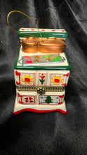 Load image into Gallery viewer, Mr Christmas Teddy Bear Bakers Porcelain Music Box Stove Ornament Hinged