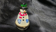Load image into Gallery viewer, Vintage Snowman Hinged Trinket Box Porcelain Holiday Keepsake