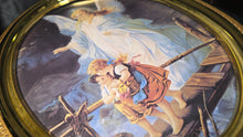 将图片加载到图库查看器,Vintage Guardian Angel Children Bridge Oval Gold Framed Wall Plaque