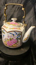 Load image into Gallery viewer, Vintage HOMCO Japanese Porcelain Teapot Brass Handle Floral Bird