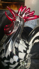 Load image into Gallery viewer, Massive Murano Style Art Glass Rooster 16” Black White 10lb Sculpture