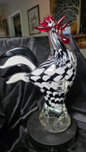 Load image into Gallery viewer, Massive Murano Style Art Glass Rooster 16” Black White 10lb Sculpture