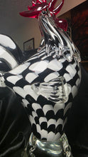 Load image into Gallery viewer, Massive Murano Style Art Glass Rooster 16” Black White 10lb Sculpture