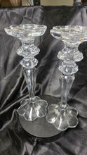 Load image into Gallery viewer, Pair Vintage Crystal Candlesticks Scalloped Floral Form 12 Inch Elegant Set