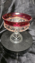Load image into Gallery viewer, Vintage Ruby Flash Thumbprint Pedestal Compote Dish King's Crown Glass