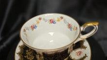 Charger l'image dans la galerie, Paragon Pembroke Fine Bone China Teacup and Saucer Black Gold England