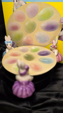 将图片加载到图库查看器,Fitz & Floyd Be-Bop Bunnies Egg Tray Easter Ceramic Serving Display