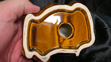 Load image into Gallery viewer, Vintage Brown Drip Glaze Sleeping Dog Ceramic Figurine MCM Style