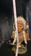 Load image into Gallery viewer, Vintage Native American Chief Bust Figurine War Bonnet Pipe Spear