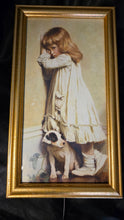 Cargar imagen en el visor de la galería, Framed “In Disgrace” Victorian Girl & Dog Print Gold Frame Wall Art