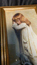 Cargar imagen en el visor de la galería, Framed “In Disgrace” Victorian Girl & Dog Print Gold Frame Wall Art