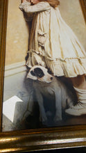 Cargar imagen en el visor de la galería, Framed “In Disgrace” Victorian Girl & Dog Print Gold Frame Wall Art