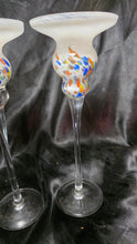Cargar imagen en el visor de la galería, VIETRI Chiara White Art Glass Candlesticks Set of 2 Italian Mouthblown
