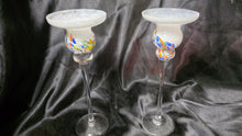 Cargar imagen en el visor de la galería, VIETRI Chiara White Art Glass Candlesticks Set of 2 Italian Mouthblown
